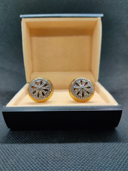 1 CARAT GOLD ROUND CUFFLINKS (005)