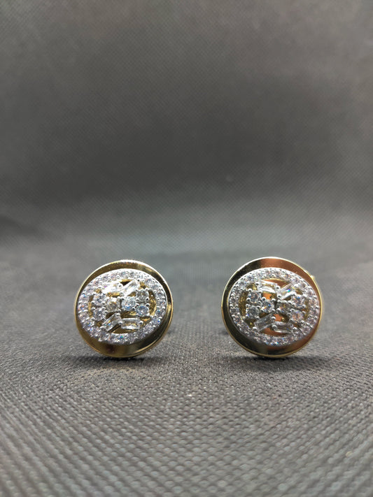 1 CARAT GOLD ROUND CUFFLINKS  (002)