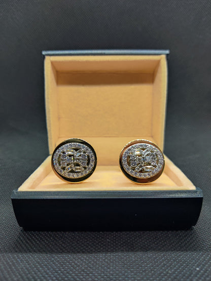 1 CARAT GOLD ROUND CUFFLINKS  (002)