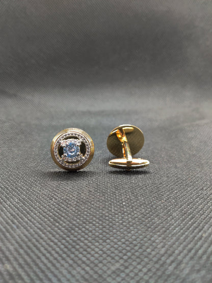 1 CARAT GOLD ROUND CUFFLINKS  (001)